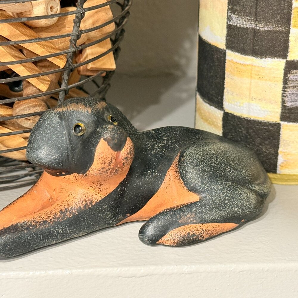 💰3/$15💰OOAK Vintage terracotta dog with glass eyes - Picture 15 of 16
